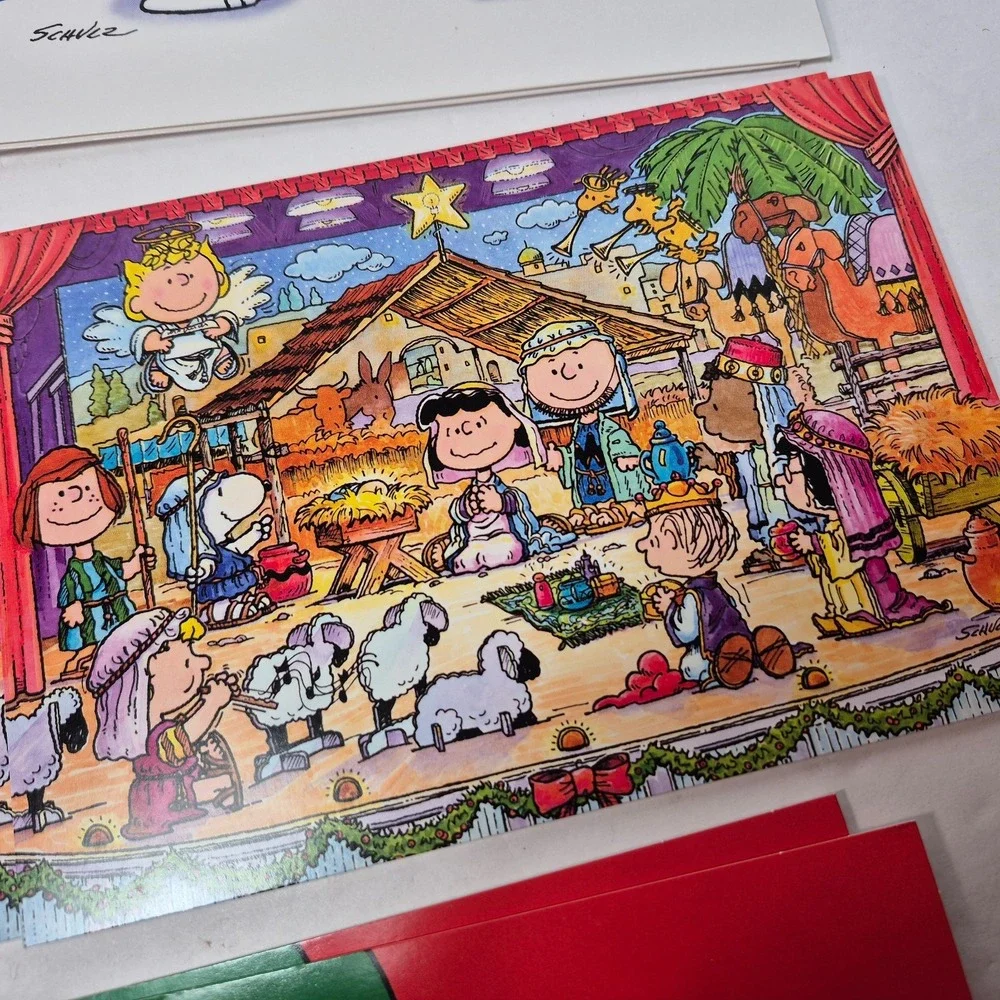 Vtg Peanuts Holiday Christmas Greeting Cards Envelopes Assorted Schulz Lot of 14